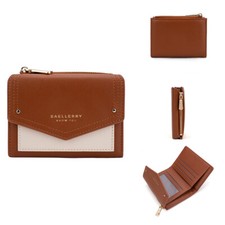 Women Credit Card Holder Coins Change Purse Small Front Pocket Wallet Bag Brown