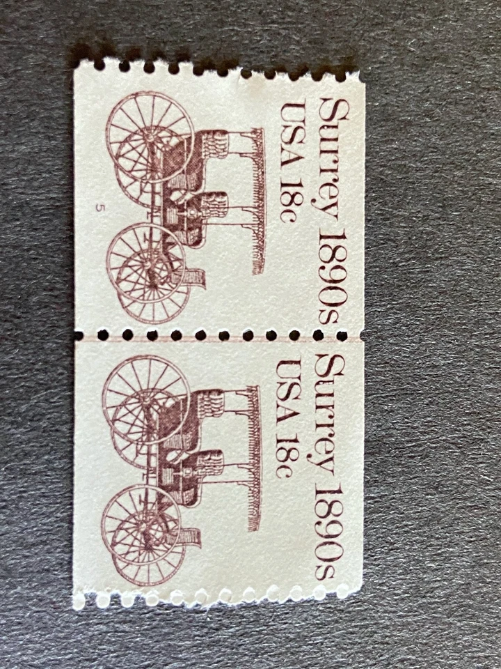 US Stamp 18¢ Surrey 1890's SC# 1907  Strip Coil Plate Number 5 MNH - Image 3 of 4