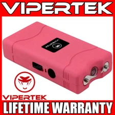 VIPERTEK Stun Gun Mini PINK VTS-880 Rechargeable LED Flashlight