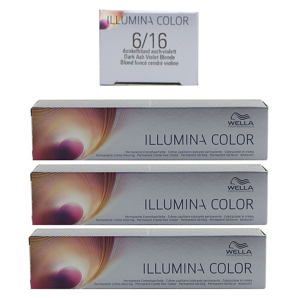 Wella Illumina 3 x 60 ml 6/16 dunkelblond asch violett Set