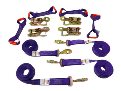 8 Point Kit 14' of PURPLE DIAMOND WEAVE Car Tie-Downs with Twisted Snap Hooks