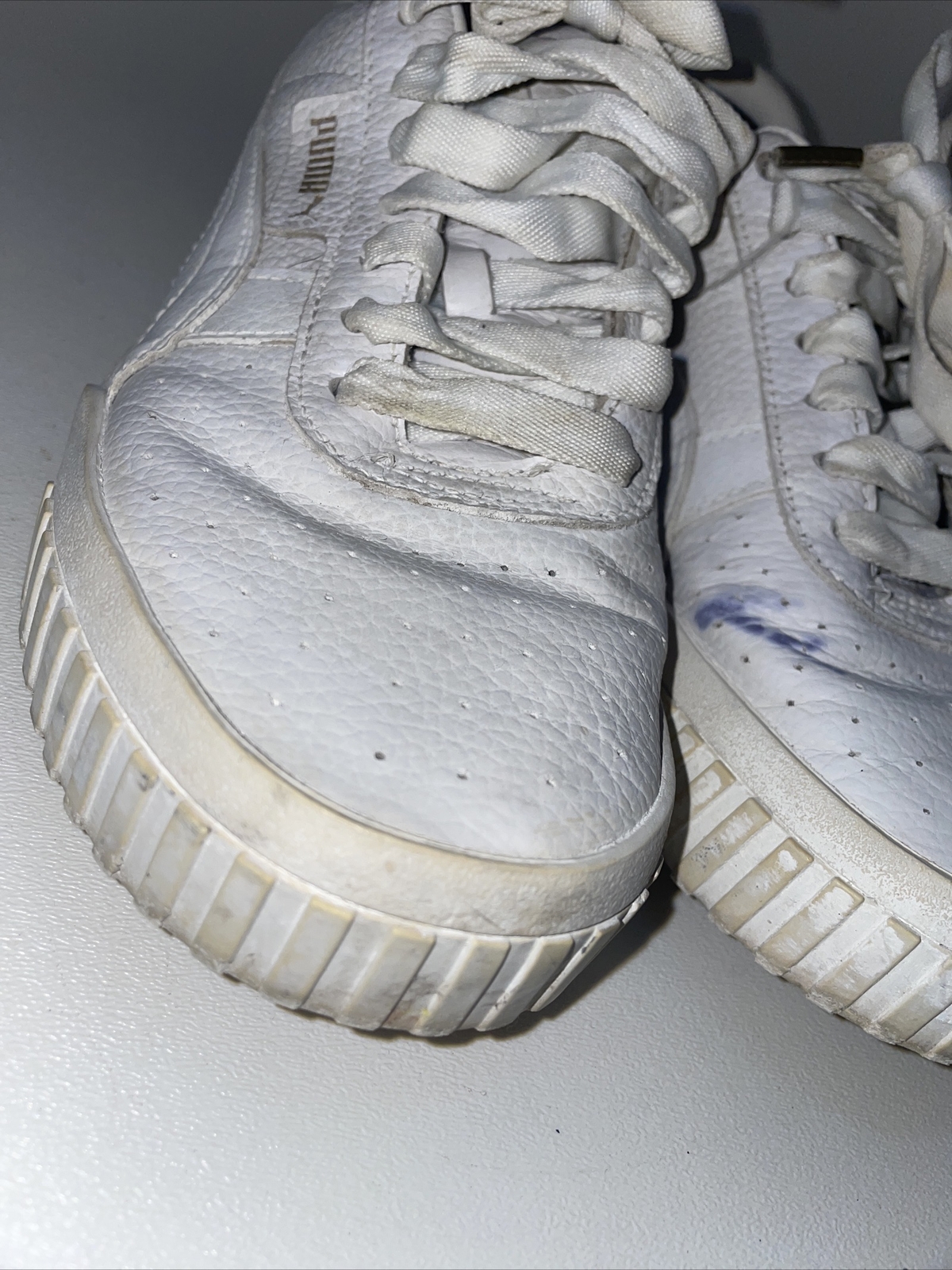 Puma Cali 369155-01 Leather Sneakers, Women's Size 7, White thumbnail 4