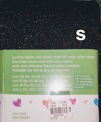 NWT Justice Tights Multicolor Sparkle Glittery Ankle Tights Girl Girls S two prs - Picture 2 of 2