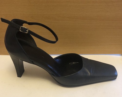 Ladies Square Toe High Heeled Ankle Strap Size 5 - Picture 4 of 10