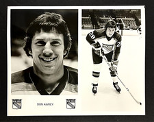 1977-1978 New York Rangers NHL Hockey Don Awrey #28 Defenseman VTG Promo Photo