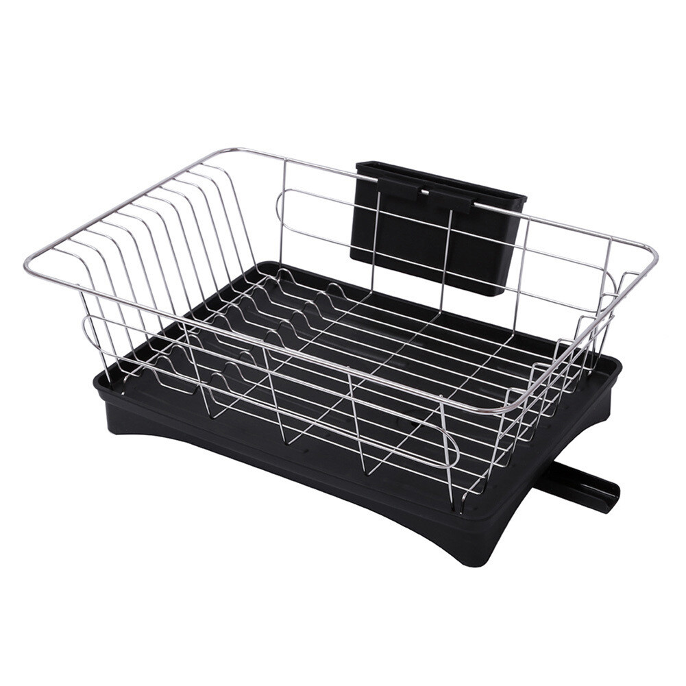 Large Kitchen Sink Dish Drainer Rack With Drip Tray And Plate Cutlery Holder