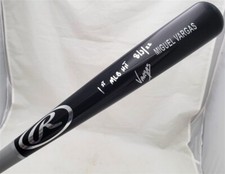 Miguel Vargas Autographed Rawlings Bat Dodgers 1st MLB Hit Beckett WZ59382