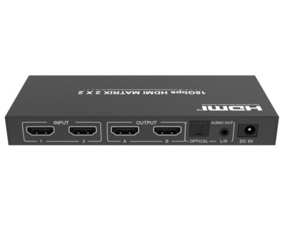 2 IN/2 OUT HDMI Amplified TRUE MATRIX w/Audio Extractor 4Kx2K@60Hz 18G