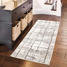 Mainstays Crosshatch 1'10" X 5' Runner Brown Geometric Area Rug Durable Non-slip