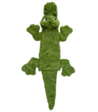 Unstuffed Stuffless Squeaky Dog Toy M Alligator w/ Opening for Plastic Bottle