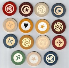 (15)x Inlaid Vintage Antique Clay Poker Chip ...
