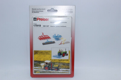 Preiser 17919 Egge Walze Kunstdüngersteuer  Anbaugeräte für 1:87 Traktor  NEU H0