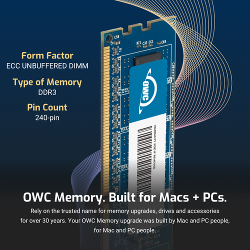 OWC 16GB (4x4GB) DDR3 1600MHz 1Rx8 ECC Unbuffered UDIMM 240pin Memory RAM - Picture 3 of 7