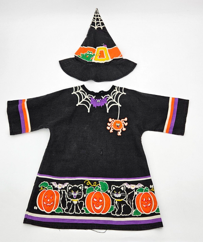 Vintage Handmade Toddler Girls Halloween Witch Costume With Hat Glow in Dark