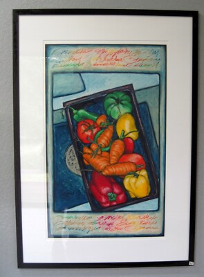 Oilbar Painting on Board ''Recording Garys Garden: Kitchen Veggies'' Susan Johnson