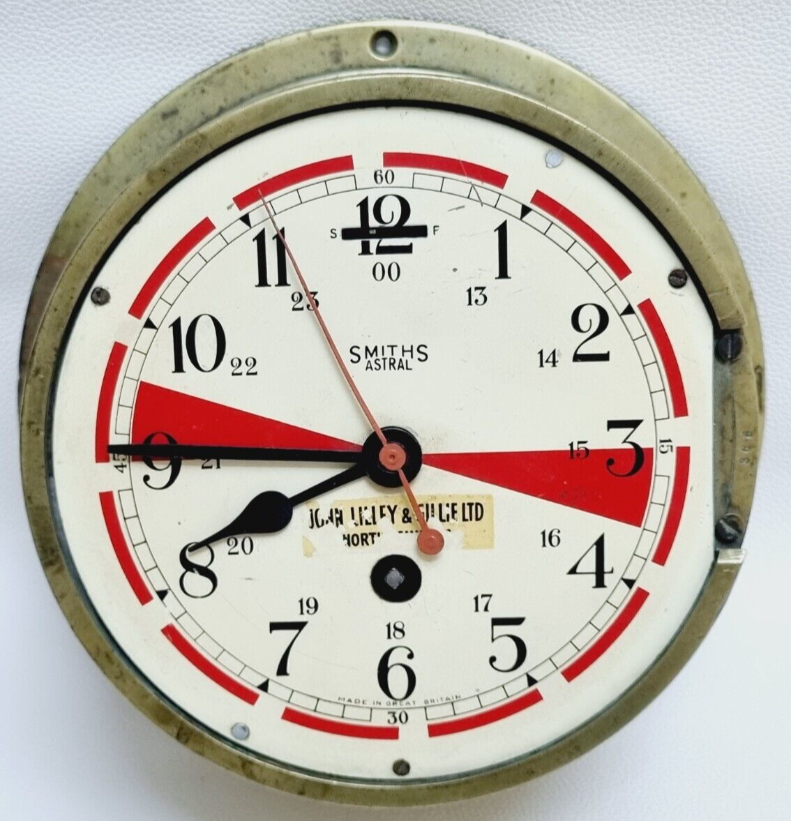 Vintage Smiths Astral Marine Ships Red Segmented Clock For Parts Only