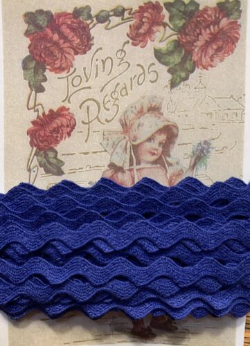 5 yd 3/8" Vintage Yale Blue  Cotton Ric Rac Trim~doll~rick rack - Picture 1 of 1
