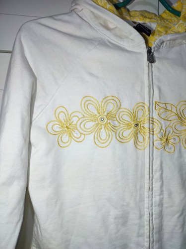 Gap Girls White Yellow.Floral Cotton Blend Full Zip Hoodie Size 13 XL - Picture 3 of 7