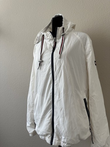 Tommy Hilfiger women's full zip hooded windbreaker jacket L, Logo, - Picture 2 of 8