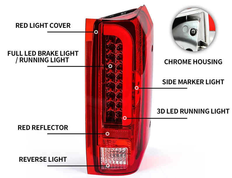 For Ford F150 F250 F350 Bronco 1990-1997 Pair LED Tail Lights Rear Lamps LH&RH - Image 2 of 4