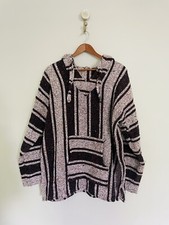 Mexican Baja Woven Poncho. Medium. Drug Rug. Rasta. Hippie. Surfer. Unbranded.