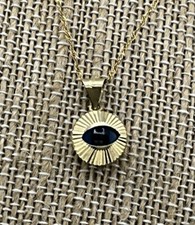 14K Evil Eye Pendant Necklace Yelow Gold