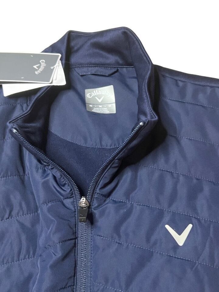 NEW Callaway Quilted Vest Men's Navy Blue Golf Full Zip