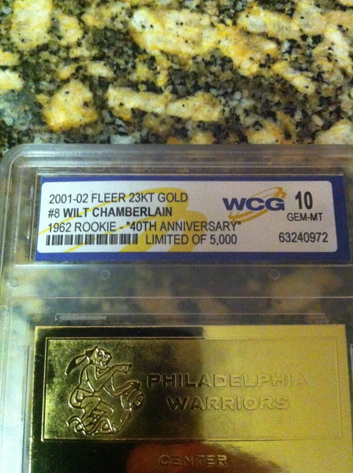 WILTCHAMBERLAIN 2001-02 FLEER WCG GEM-MT 10 «1962» 23 KT ЗОЛОТО ДЕБЮТАНТ КАРТА #8! - Изображение 3 из 3