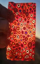 Millefiori Rough Red/Multi  Glass Flowers Cabochon Flint Knapping Arrowhead .8#