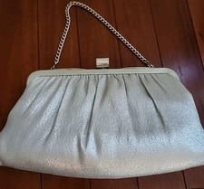 Vintage Clutch 1960s Ande Evening Bag Metallic Silver Inner Divider Cocktail Bag