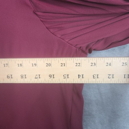 Chico's Blouse Size 2 L Burgundy Sheer Sleeve Lined Top 100% Polyester 450218418 - Picture 5 of 11