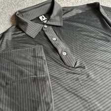Foot Joy Black Stripe Mind Over Matter Athletic Stretch Golf Polo Shirt Men L