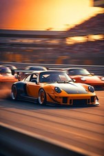 Racing Car Auto PORSCHE 4K Wallpaper Digital Art HD Animal Printable Room 1101