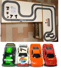 1993 UNUSED TYCO TCR Slotless Slot Car Total Control RACE SET 36ft + 5 Vehicles!
