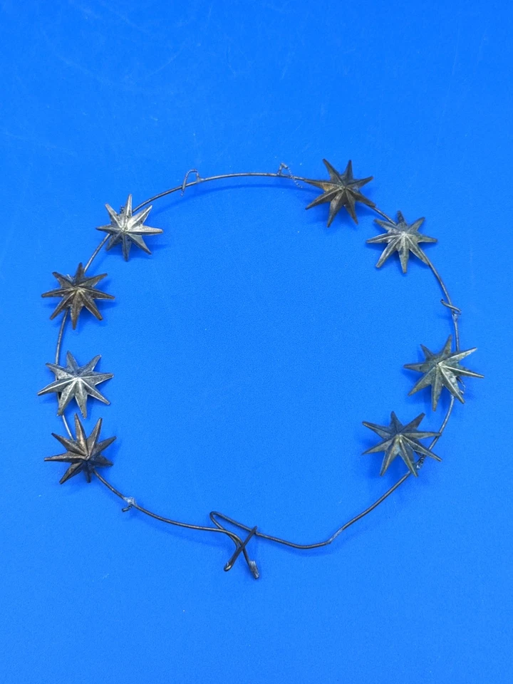 Antico Stellario In Metallo Argentato Per Statua Santa Santo Madonna Maria - Immagine 2 di 4