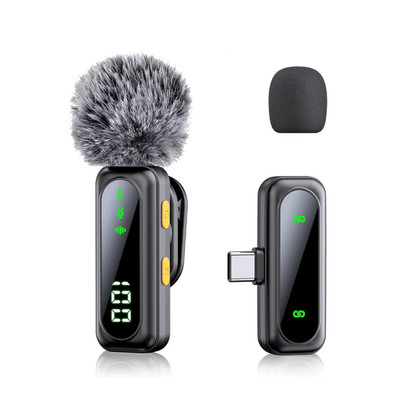 Professional Wireless Lavalier Microphone Plug and Play, with LED Power Display 