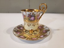Alt Wien Demitasse Cup & Saucer Antique Beehive Mark Vienna Porcelain MFG