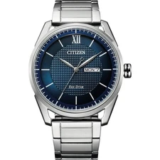 Citizen Men's Watch Classic Eco-Drive Blue Dial Steel Bracelet AW0081-54L