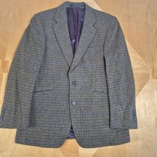 M&S Luxury Houndstooth Yorkshire Tweed Moon Fabric Blazer Mens Size 40S / M