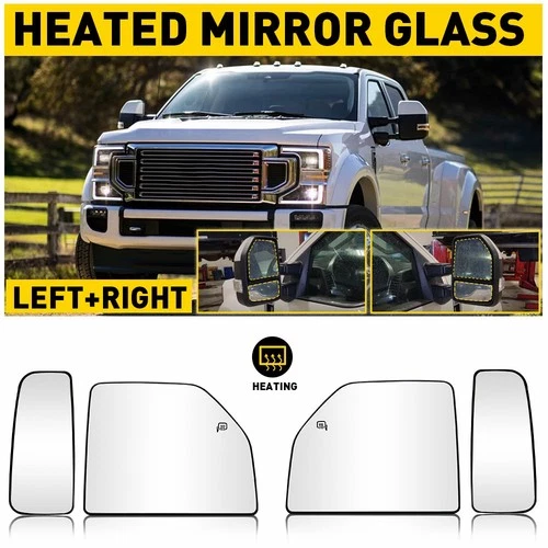 Mirror Glass 4X Heated Driver  Passenger Side Assembly For 2015-2020 FORD F150 J