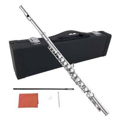 16-Hole C Flute Silver Plated Perfect for Band Young Musician Closed Hole Design