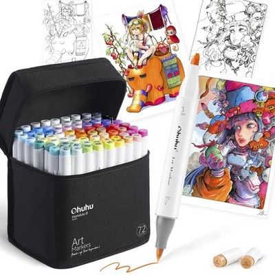 Ohuhu Marker Stift Pinsel Typ 72 Farben 73 Stifte Federn Pinseltyp und Fett J...