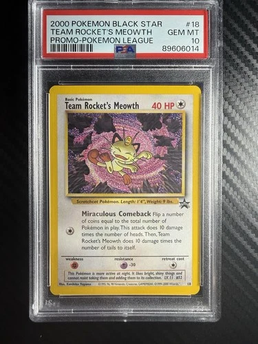 Pokemon Team Rocket's Meowth Pokemon League Black Star Promo #18 PSA 10 Gem Mint