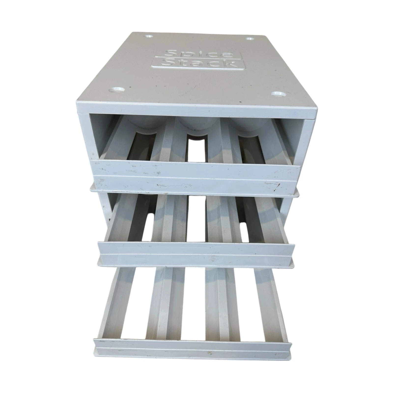 YouCopia SpiceStack 18 Bottle Spice Organizer 3 Drawer Pull Down Rack White