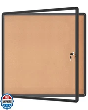 Mifuro 38"x38" Enclosed Bulletin Board, Lockable Weather-Resistan