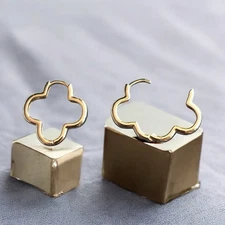 Clover Style Design 18k Gold Electroplated Small Hoop Earrings 
