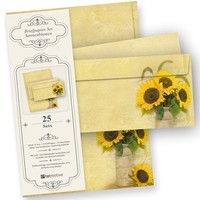 Tatmotive 25 X Briefpapier Set *Sonnenblumen* Blumen-Motiv Mit UmschläGe