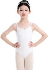 Daydance Girls Ballet Leotard, Camisole Dance Leotard 9-10 Years, White
