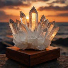 450GNatural Clear Quartz White Reiki Crystal Geode Cluster Art Display Gift Deco