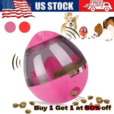 Portable Pet Feeder Automatic Dog Cat Food Dispenser Tumbler Interactive Toy US